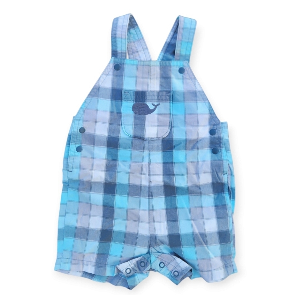 Carter's  Blue White Gray Baby Kids Overalls Shortalls Size 12 Months